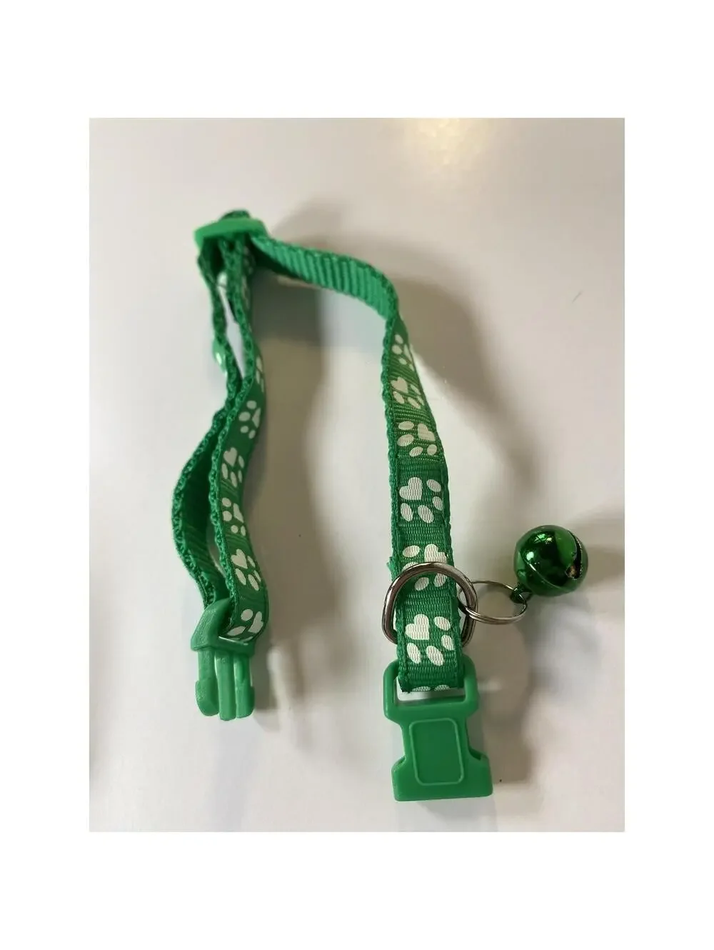 Green Pet Collar for Small Cats/ Dogs, Brand New With Jingle Bell and Paw Design